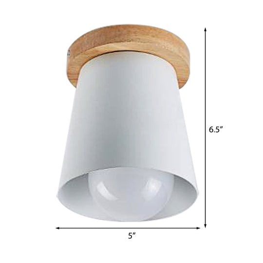 Contemporary Conical Ceiling Light, Gray/White/Green - Metal Flush Mount for Bedroom