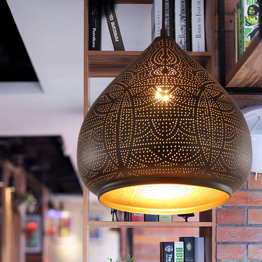 Teardrop Pendant Light In Silver/Bronze/Gold - Traditional Metal Ceiling Lamp