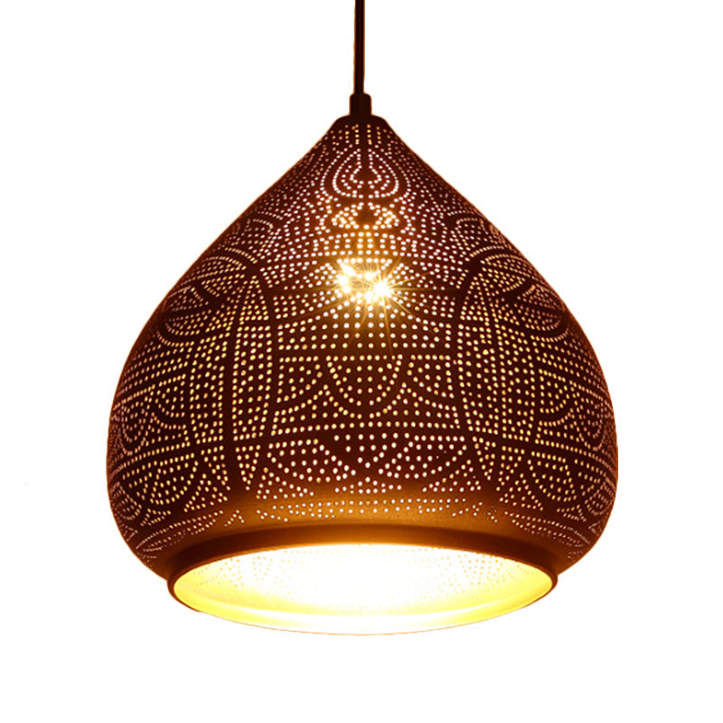 Teardrop Pendant Light In Silver/Bronze/Gold - Traditional Metal Ceiling Lamp