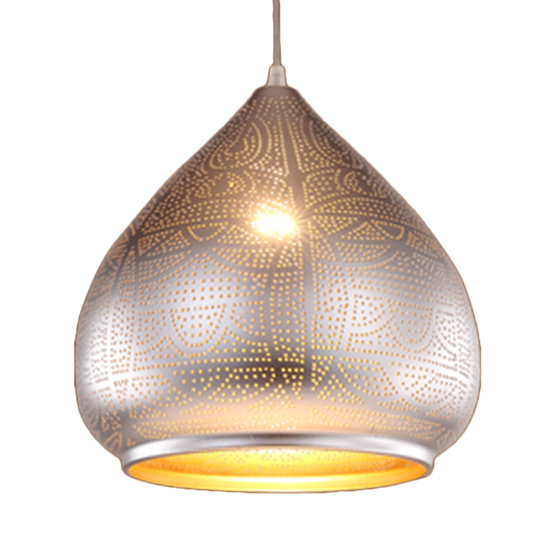 Teardrop Pendant Light In Silver/Bronze/Gold - Traditional Metal Ceiling Lamp