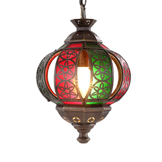 Bronze Laser Cut Pendant Light - Traditional Metal 1-Head Suspended Lighting Fixture