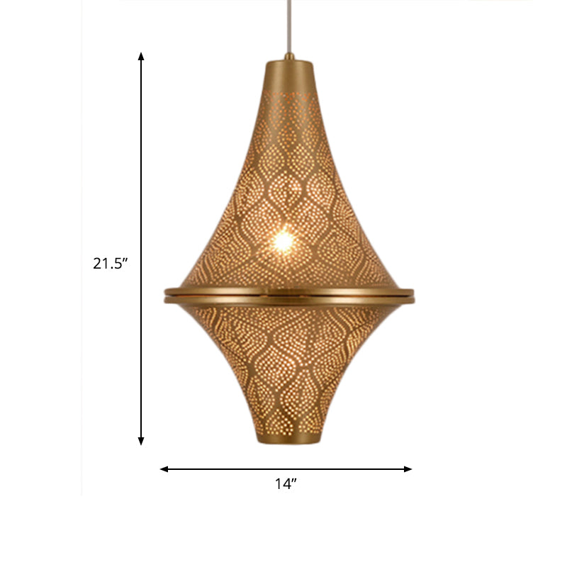 Flying Saucer Ceiling Light - Arab 14/21.5 H Metal Pendant Lighting Fixture In Brass