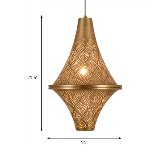Flying Saucer Ceiling Light - Arab 14/21.5 H Metal Pendant Lighting Fixture In Brass