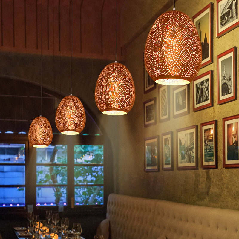 Rose Gold Urn Pendant Lamp - Decorative 1 Head Metal Ceiling Hanging Light 8/12 Wide