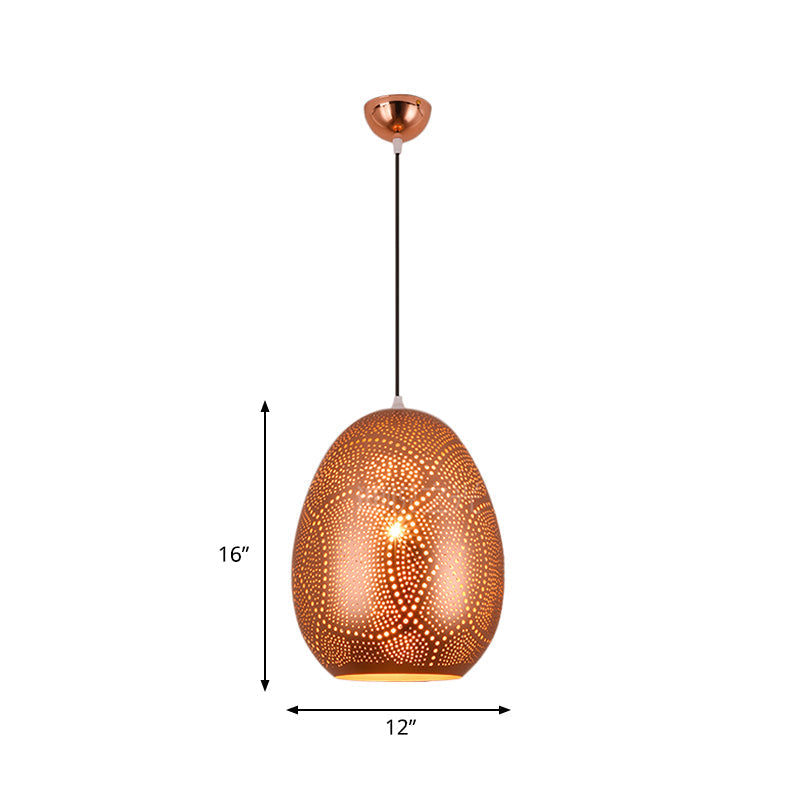 Rose Gold Urn Pendant Lamp - Decorative 1 Head Metal Ceiling Hanging Light 8/12 Wide