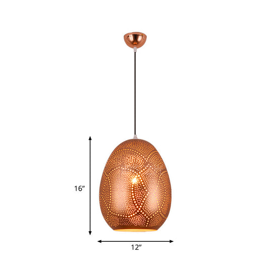 Rose Gold Urn Pendant Lamp - Decorative 1 Head Metal Ceiling Hanging Light 8/12 Wide