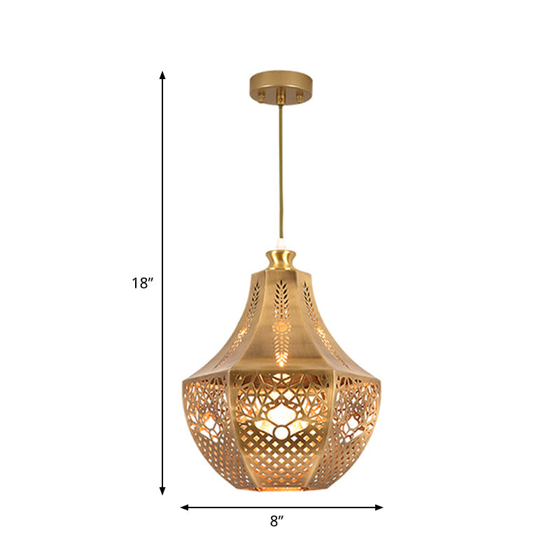 Vintage Brass Jar Pendant Light - Metal Down Lighting For Living Room Ceiling