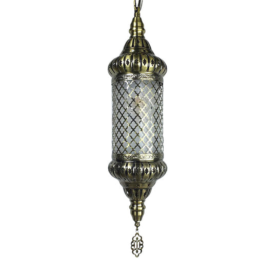 Bronze Metal Cylinder Pendant 1-Bulb Suspension Lamp With Decorative Ceiling Lighting
