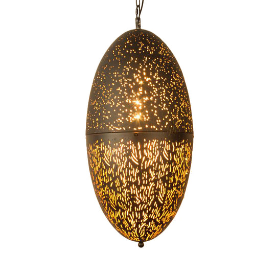Carved Pendant Lighting: 1 Head Brass 8/11/13 Wide Metal Hanging Light Fixture