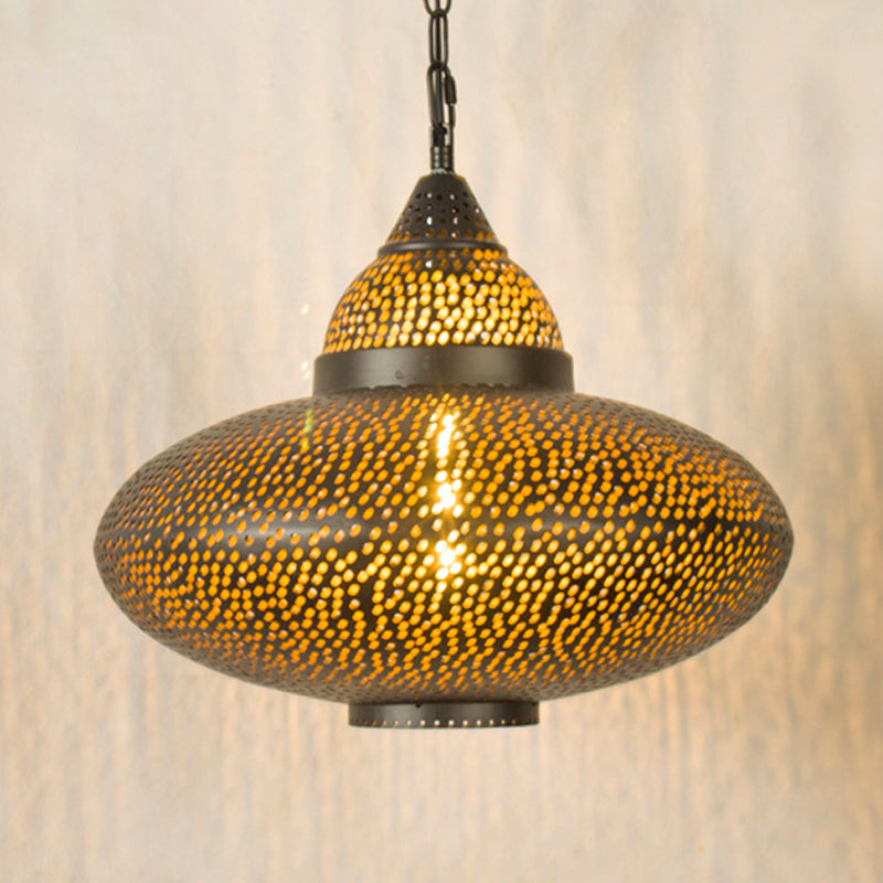 Brass Laser Cut Art Deco Hanging Lamp With 1 Bulb