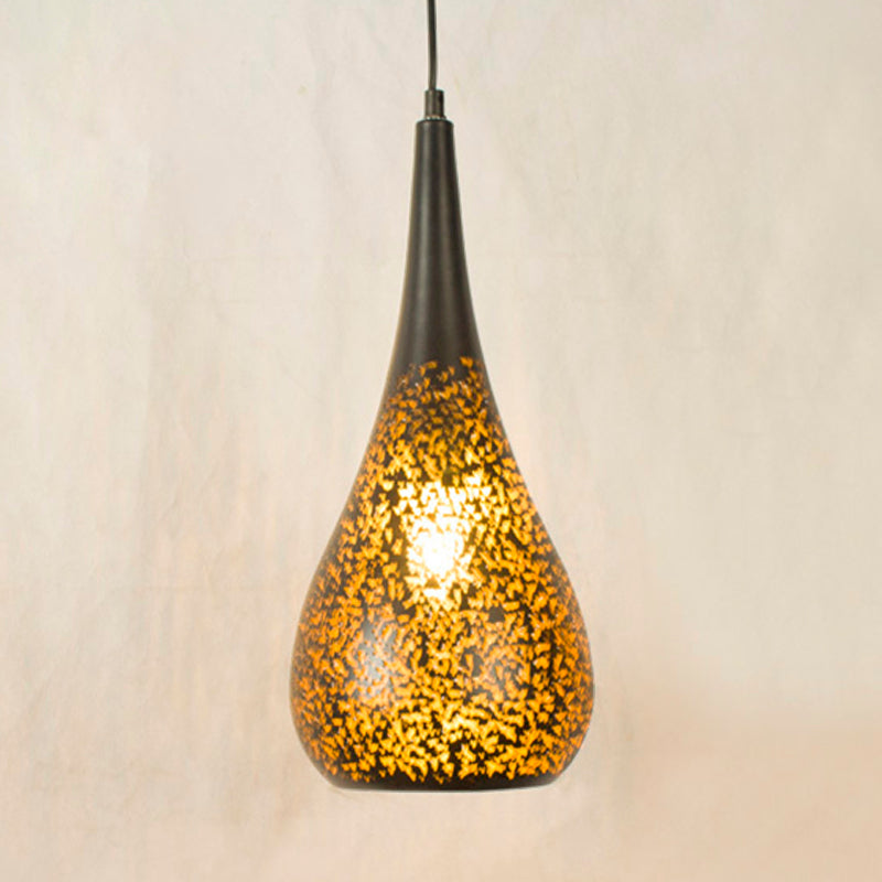 Brass Laser Cut Art Deco Hanging Lamp With 1 Bulb