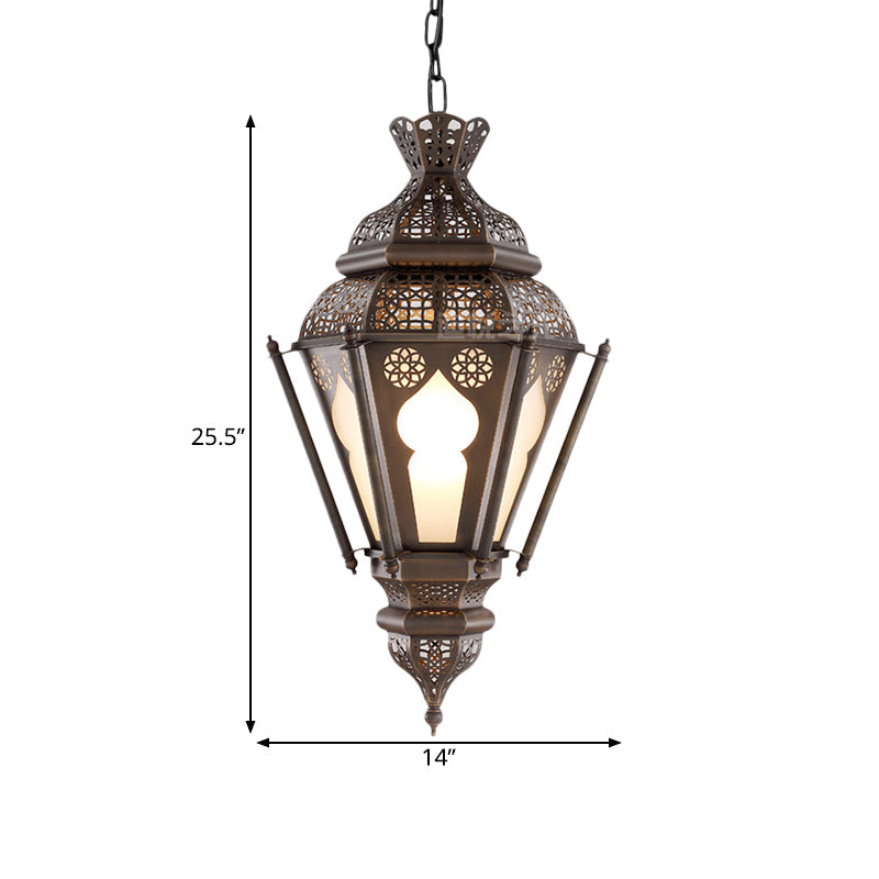 Bronze Metal Hanging Pendant Light: Art Deco Lantern Ceiling Fixture - Perfect For Restaurant