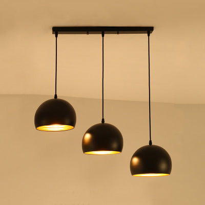 Metallic Globe Pendant Light - Industrial Style, 3-Head Ceiling Fixture for Living Room in Black