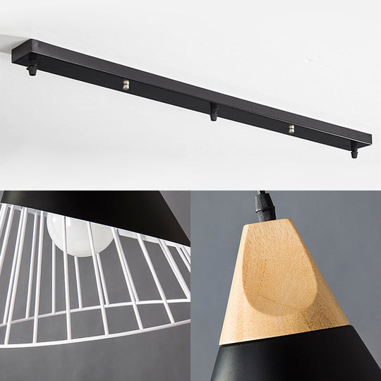 Conical Metal Pendant Light - Modern Indoor Ceiling Hanging Light with 3 Lights, Black/White