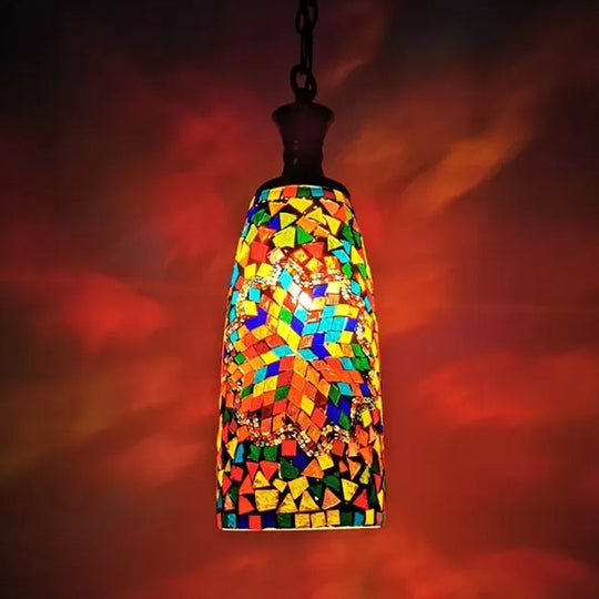 Handcrafted Art Glass Multi-Colored Ceiling Light Pendant Fixture