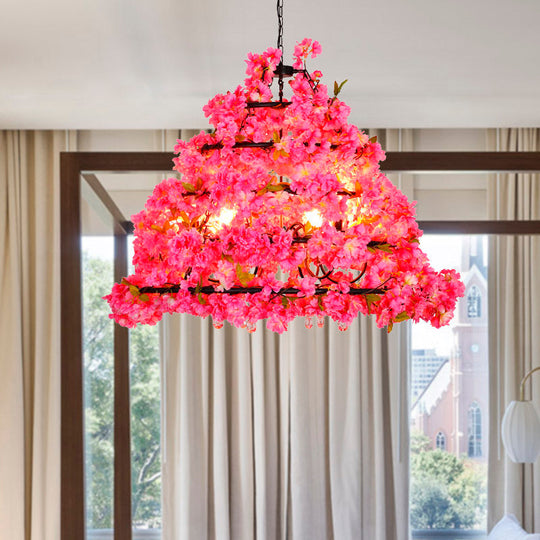 Celaeno - Lustre industriel violet à 6 têtes pour restaurants