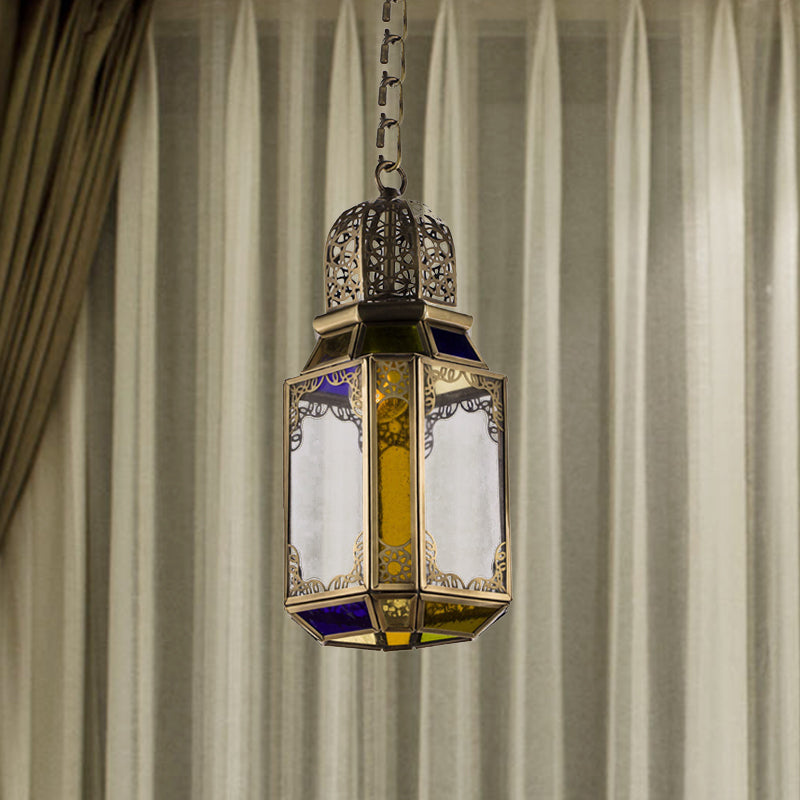 Vintage Lantern Brass Ceiling Lamp With Hanging Pendant For Bedroom