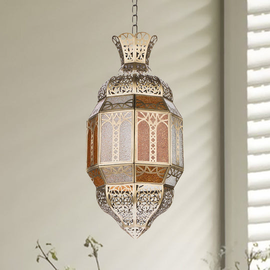 Traditional Metal Brass Finish Hanging Lantern Pendant Lamp
