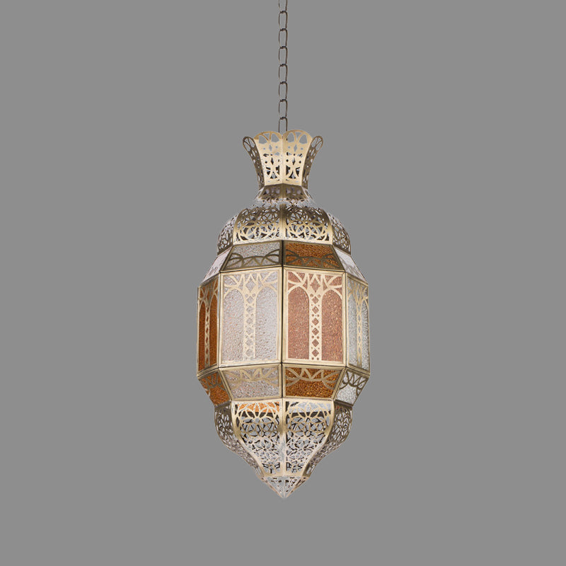 Traditional Metal Brass Finish Hanging Lantern Pendant Lamp