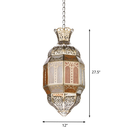 Traditional Metal Brass Finish Hanging Lantern Pendant Lamp