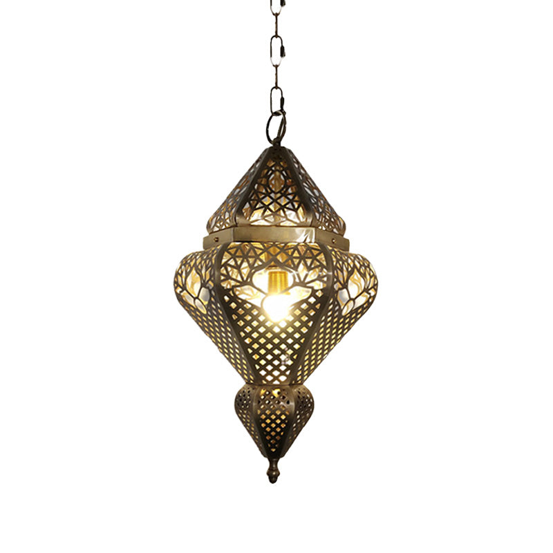Traditional Brass Gourd Pendant Light For Living Room - Stylish Metal Hanging Fixture