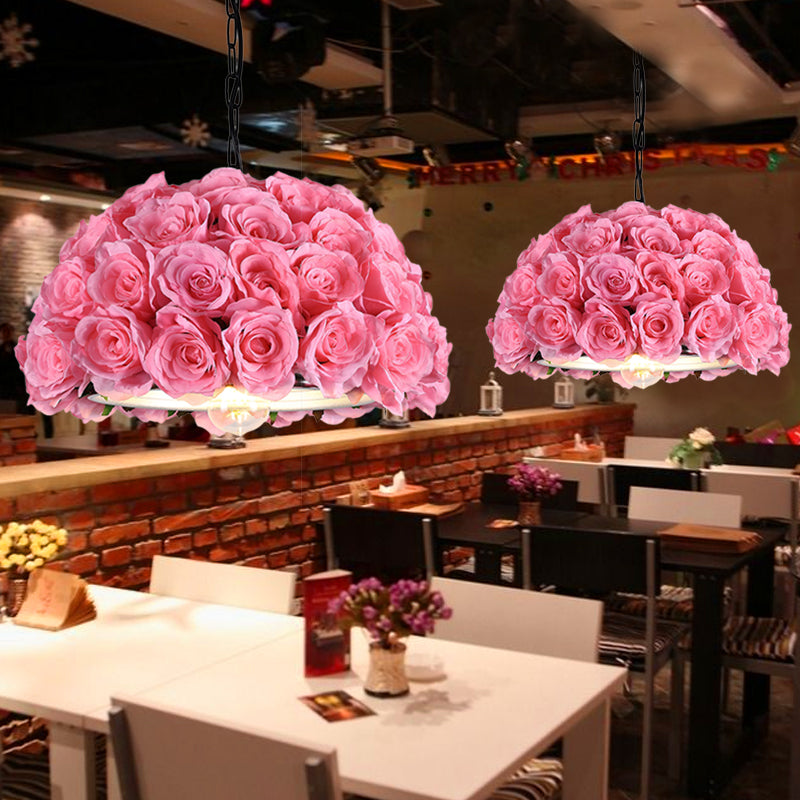Industrial Dome Rose Downlight LED Pendant Light in Pink for Restaurants