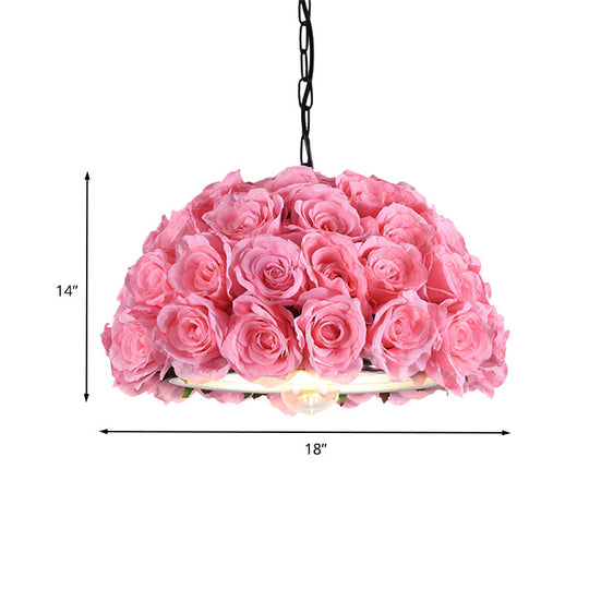 Industrial Dome Rose Downlight LED Pendant Light in Pink for Restaurants