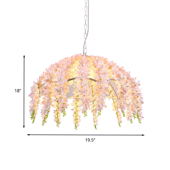 Industrial Metal Pendant Light with Scalloped Design and Flower Accent - 1-Light LED Ceiling Fixture for Restaurants