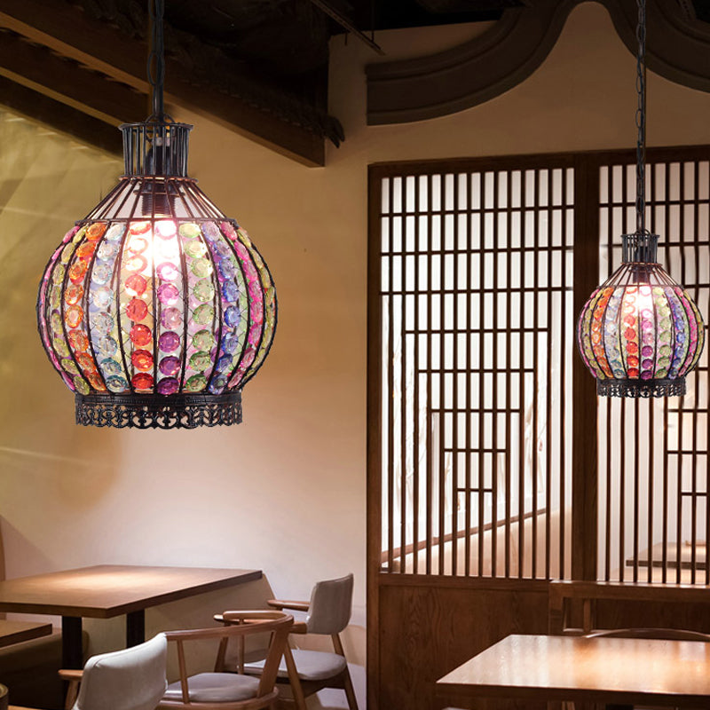 Sleek Bronze Pendant Light With Sphere Design - Elegant Hanging Fixture For Restaurant Ambiance