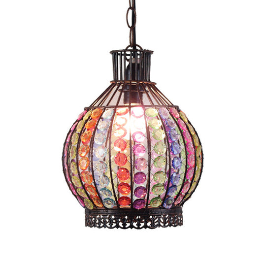 Sleek Bronze Pendant Light With Sphere Design - Elegant Hanging Fixture For Restaurant Ambiance