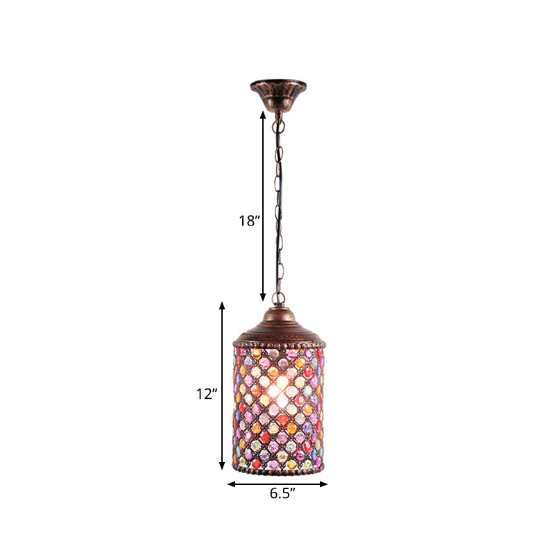Rustic Metal Pendant Light For Restaurants - Antique Cylinder Ceiling Lamp With 1 Bulb