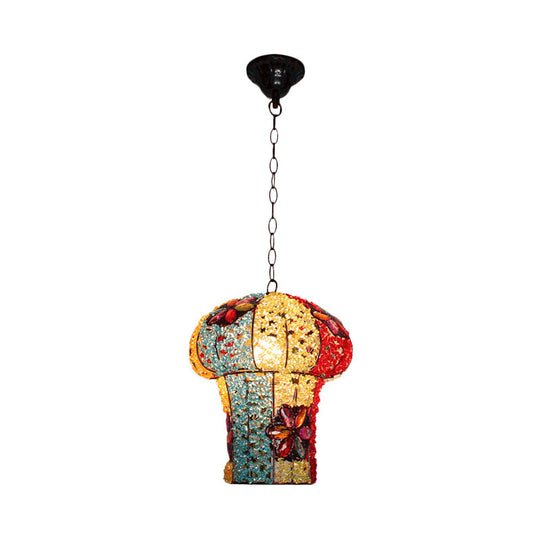 Mushroom Metal Ceiling Lamp: Hanging Pendant Decor For Bedroom 1 Bulb Yellow/Blue