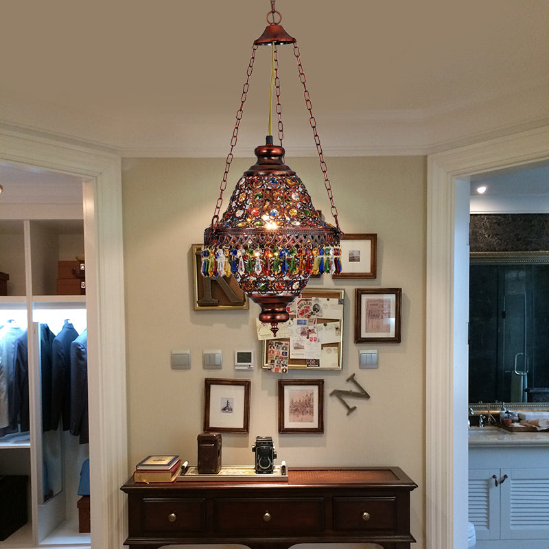 Copper Vintage Lantern Pendant Light For Bedroom Suspension