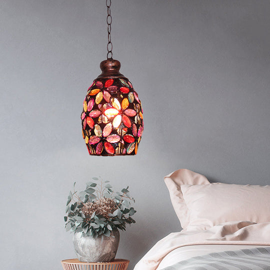 Colorful Dome Hanging Light Fixture - Single Metal Drop Pendant For Bedroom Decor