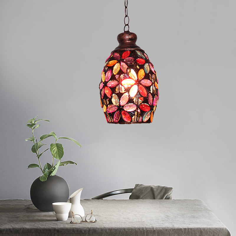 Colorful Dome Hanging Light Fixture - Single Metal Drop Pendant For Bedroom Decor
