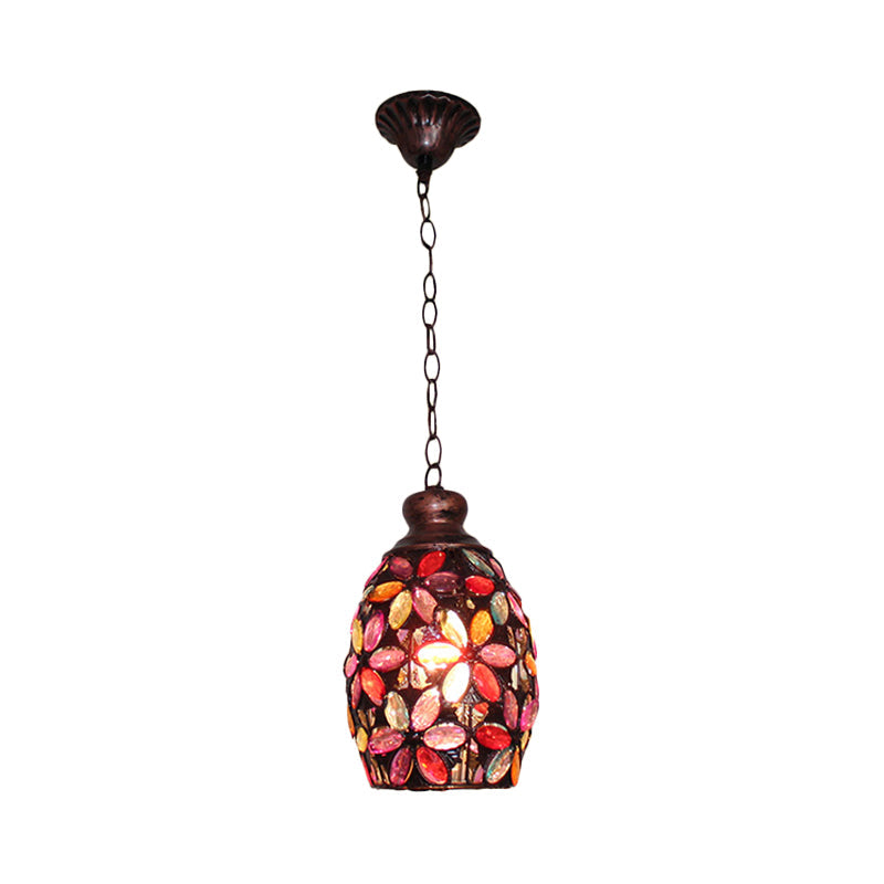 Colorful Dome Hanging Light Fixture - Single Metal Drop Pendant For Bedroom Decor