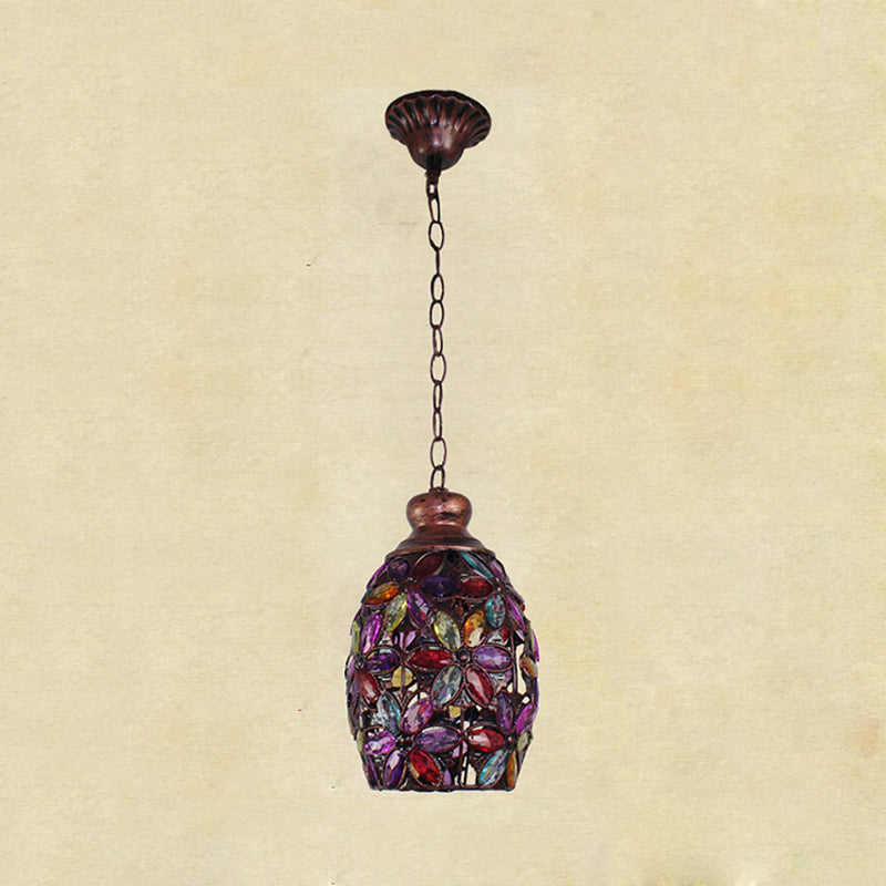 Colorful Dome Hanging Light Fixture - Single Metal Drop Pendant For Bedroom Decor