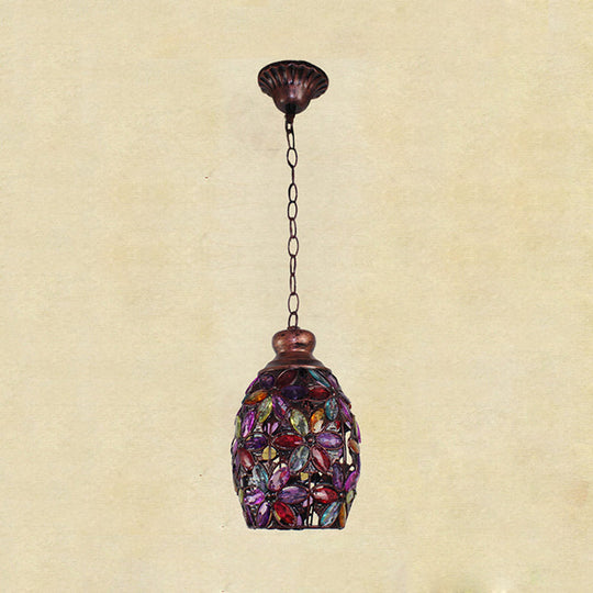 Colorful Dome Hanging Light Fixture - Single Metal Drop Pendant For Bedroom Decor