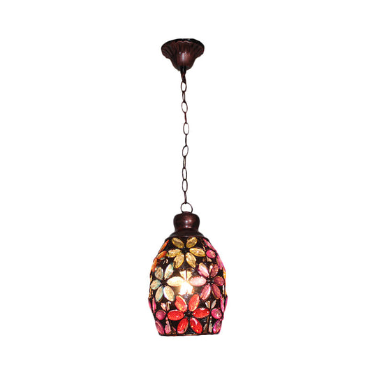 Colorful Dome Hanging Light Fixture - Single Metal Drop Pendant For Bedroom Decor Purple