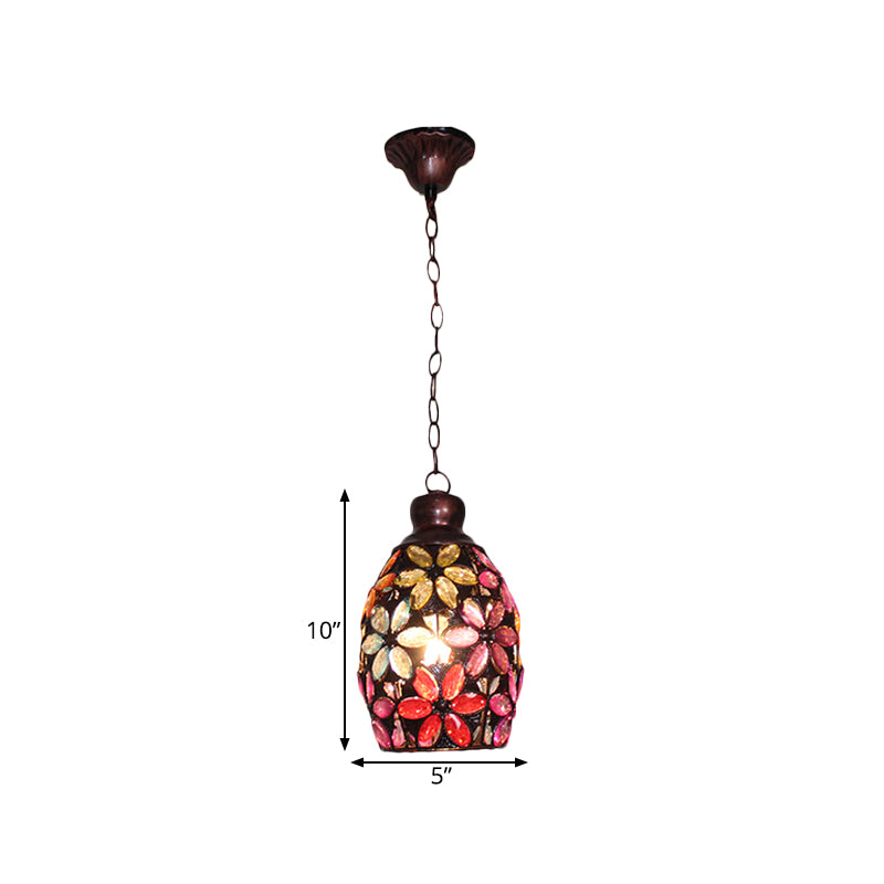 Colorful Dome Hanging Light Fixture - Single Metal Drop Pendant For Bedroom Decor