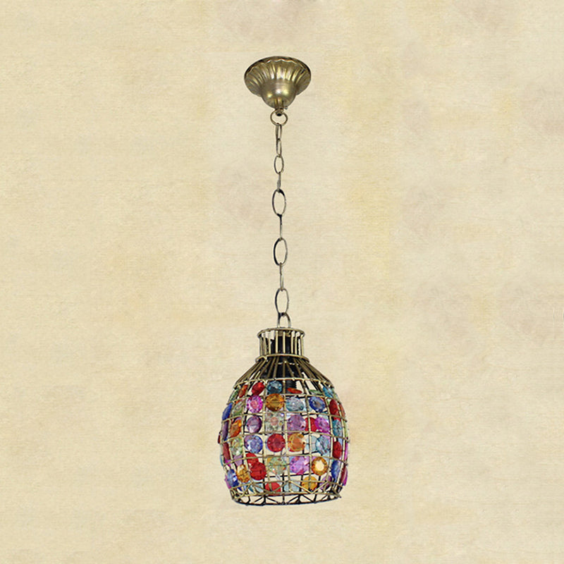 Colorful Dome Hanging Light Fixture - Single Metal Drop Pendant For Bedroom Decor