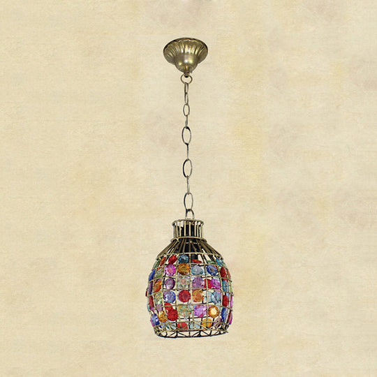 Colorful Dome Hanging Light Fixture - Single Metal Drop Pendant For Bedroom Decor