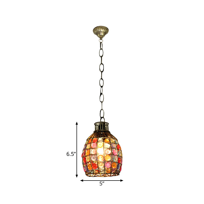 Colorful Dome Hanging Light Fixture - Single Metal Drop Pendant For Bedroom Decor
