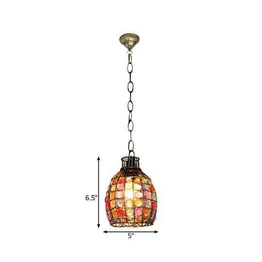 Colorful Dome Hanging Light Fixture - Single Metal Drop Pendant For Bedroom Decor
