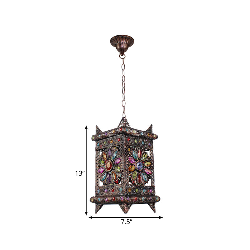 Bronze Pendant Light: Decorative Rectangle Suspension Lighting For Living Room - 1 Bulb