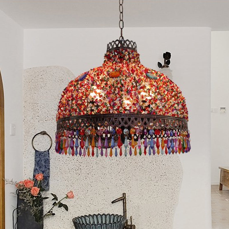 Colorful Metal Pendant Chandelier With Multiple Bulb Options 14.5/17/23.5 Width Orange / 17