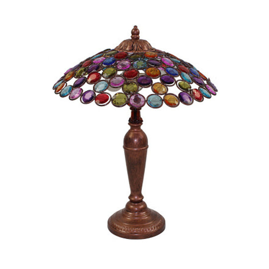 Traditional Conical Night Lamp With Metal Base - 12/16 Wide 1 Bulb Brass/Copper Finish Ideal For