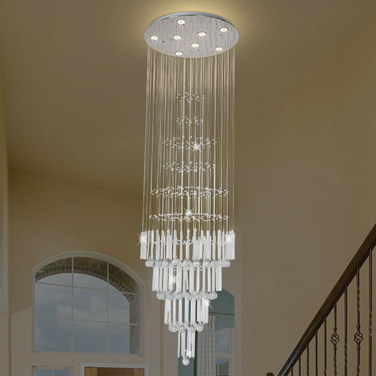 Modern Led Crystal White Cluster Pendant Light With 8-Light Orbs And Rods