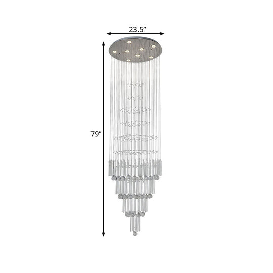 Modern Crystal White Pendant Light with LED Cluster Orbs and Rods - 8-Light Hanging Ceiling Lamp