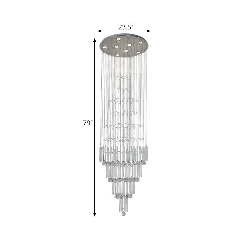Modern Led Crystal White Cluster Pendant Light With 8-Light Orbs And Rods